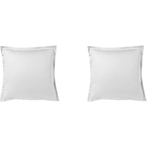 Lot de 2 taies d'oreiller blanc 100% satin de coton 65x65 cm (1/2)