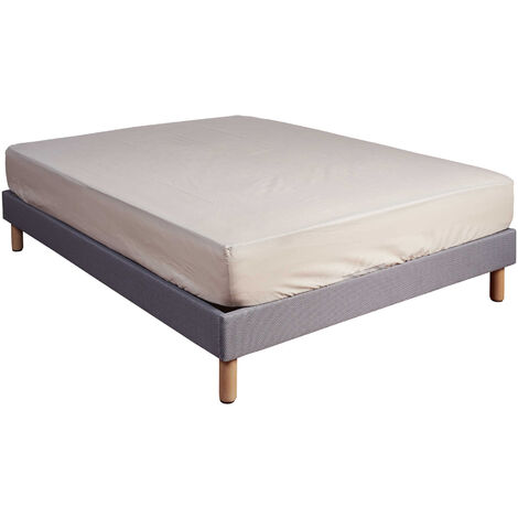 Drap housse 100% coton seigle - bonnet 27 cm 200x210 (1/2)
