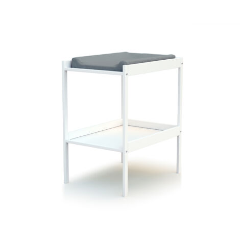 Table à langer bébé en bois blanc avec étagère de rangement 50x70 (1/3)