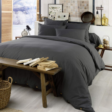 Housse de couette flanelle anthracite 240x220 cm