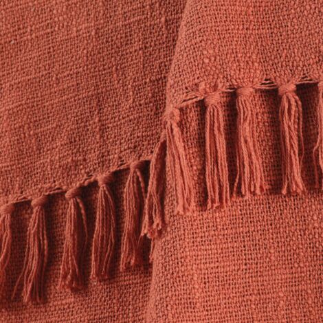 Plaid Tufté Ethnique Paris Prix - 130x150cm Couleur Terracotta