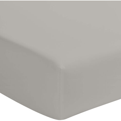 Drap housse gris mastic 100% coton bonnet 40 cm 160x190 cm