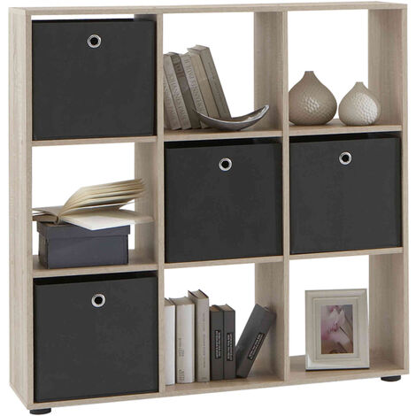 Bibliothèque 9 cases en bois imitation chêne - BI13011 (1/2)