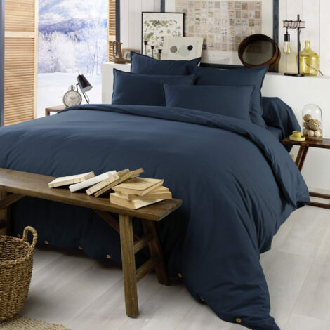 Housse de couette flanelle marine 240x220 cm