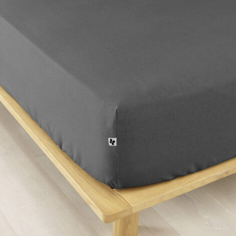 Drap housse flanelle anthracite 160x200 cm