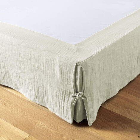 Cache sommier double gaze de coton vert d'eau 180x200 cm