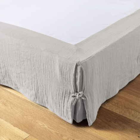 Cache sommier double gaze de coton gris 180x200cm