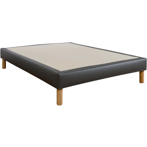 Cache-sommier Intégral Noir 140x190 Cm - Jupe 3 Pans 27 Cm - Plateau Coton, Jupe Polyester - Oeko-Tex