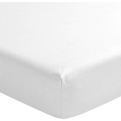 Drap housse TPR blanc 100% lin bonnet 30 cm 2x80x200 cm