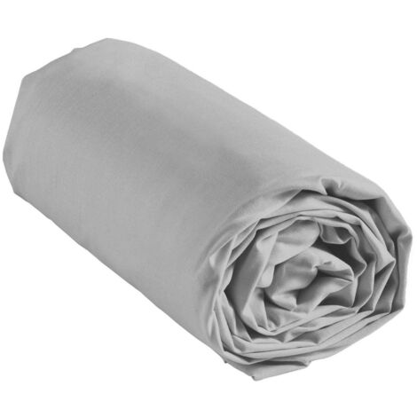 Drap housse 2 personnes 160 x 200 x 30 cm Linette coton lavé 57 fils Gris
