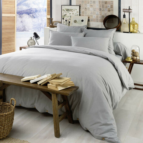 Parure de lit flanelle gris 140x200 cm (1/5)