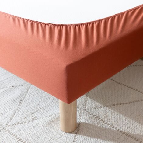 Cache-sommier coton jersey terre de sienne 80x200