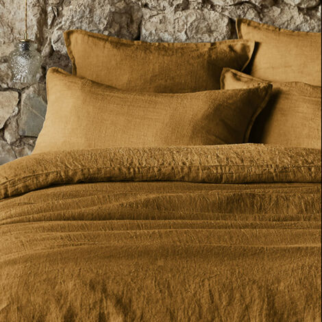 Coussin en lin lavé beige 60x60