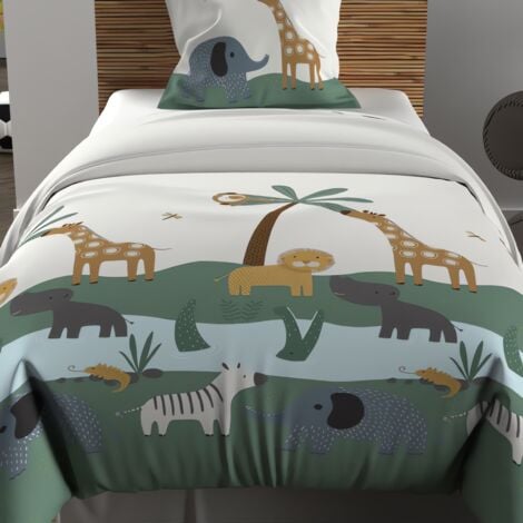 Parure de lit enfant Savane vert 140x200