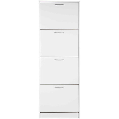 Meuble à chaussures 4 tiroirs en bois coloris blanc - MC7042 (1/3)