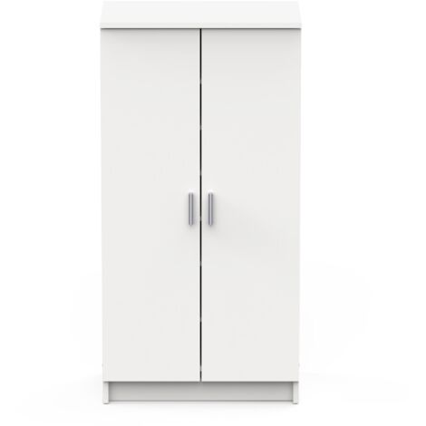 Terre De Nuit – Meuble à chaussures blanc perle 21 paires – Structure panneaux de particules – Dimensions 54.6x35.3x108.4 cm – 2 portes battantes (1/5)