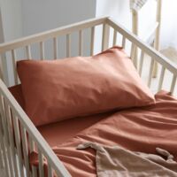 Taie d'oreiller bébé coton lavé 40x60 - SOMEO Terracotta