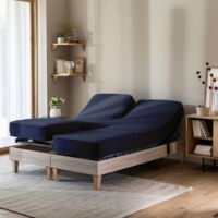 Drap housse bleu marine pour lit articulé jersey extensible 2x80x200