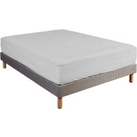 Drap housse 100% coton gris bonnet 40 cm 140x190