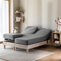 Drap housse gris souris pour lit articulé jersey extensible 2x90x200