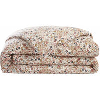 Housse de couette gaze de coton imprimé floral rose 260x240