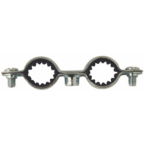 Collier Double Isophonique Plomberie pour Tube Diam.16 Acier Zn- Embase M7X150