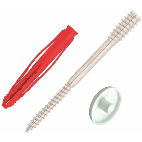 Vis de Montage à Distance 6X180 Z.Blanc avec Cheville 8X65 Et Capuchon Blanc (1/2)