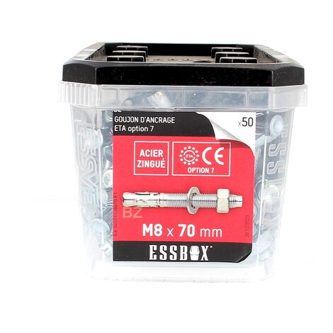 ESSBOX de 50 Goujons D'Ancrage 8X70 Acier (1/2)