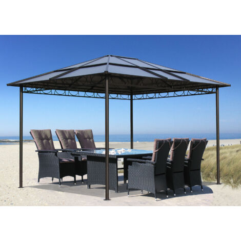Metall Hardtop Pavillon 3x3,6m inkl. 4 Seitenteilen und Anti Dust Filterband Doppelstegplatten Polycarbonat Garten Dach Partyzelt Pergola (1/2)