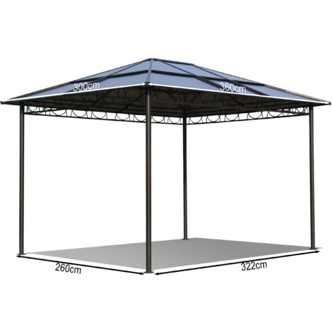 Metall Hardtop Pavillon 3x3,6m inkl. 4 Seitenteilen und Anti Dust