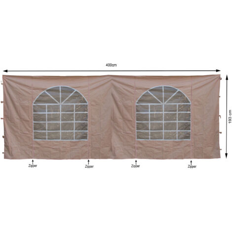2 Seitenteile Mit PVC Fenster 300x193cm / 400x193cm Für Pavillon Sahara 3x4m Seitenwand Sand 17814816