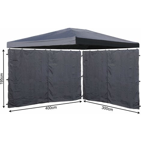 Set Ersatzdach und 2 Seitenteile für Pavillon 3x4m Grau RAL 7012