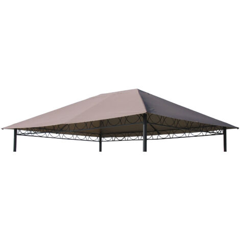Ersatzdach 3x4m Stil Pavillon Taupe Ersatzplane Ersatzbezug
