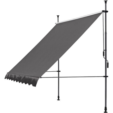 Klemmmarkise 300 x130cm Grau Balkonmarkise Sonnenschutz Terrassenüberdachung Höhenverstellbar von 200-290cm Markise Balkon ohne Bohren