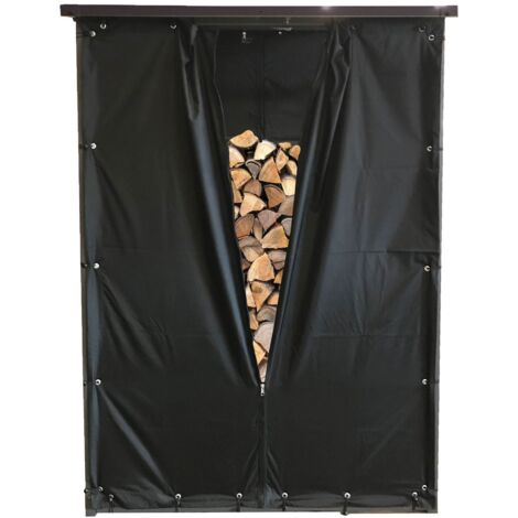 Wetterschutz Set Front und Rückwand für Kaminholzunterstand 143x70x185cm PVC Schwarz