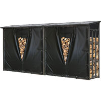 2 Stück Metall Kaminholzregal Anthrazit XXL 185 x 70 x 185 cm mit Wetterschutz Garten Kaminholzunterstand 4,6 m³ / 7 SRM Kaminholzlager Stapelhilfe Aussen