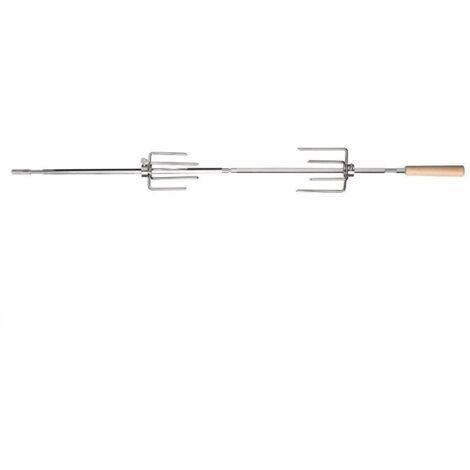 Cook'In Garden – Broche à rôtir inox 85 cm – Pour barbecue à charbon ou gaz – 3 segments avec manche bois – Charge maximale 9,4 kg