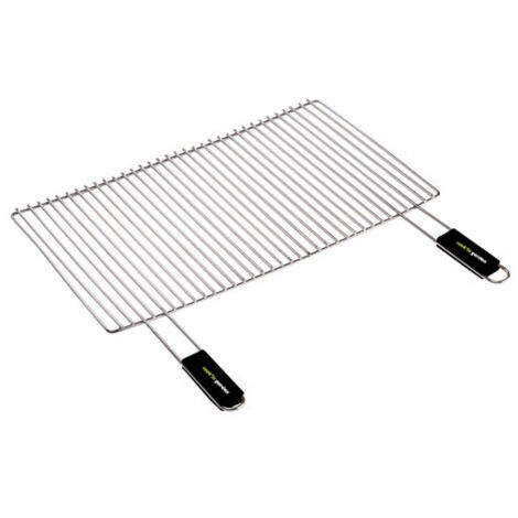 Grille de barbecue rectangulaire en acier chromé 57x30 cm – Poignées soft-touch pour prise en main confortable – Résistante aux flammes – Garden Max
