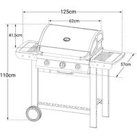 Barbecue Gaz sur Chariot - Fiesta 3 - Grill + Plancha - Capot avec Thermomètre Intégré - Surface de cuisson : 2 762,5 cm² - Puissance : 10 Kw - Argent - Cook'in Garden
