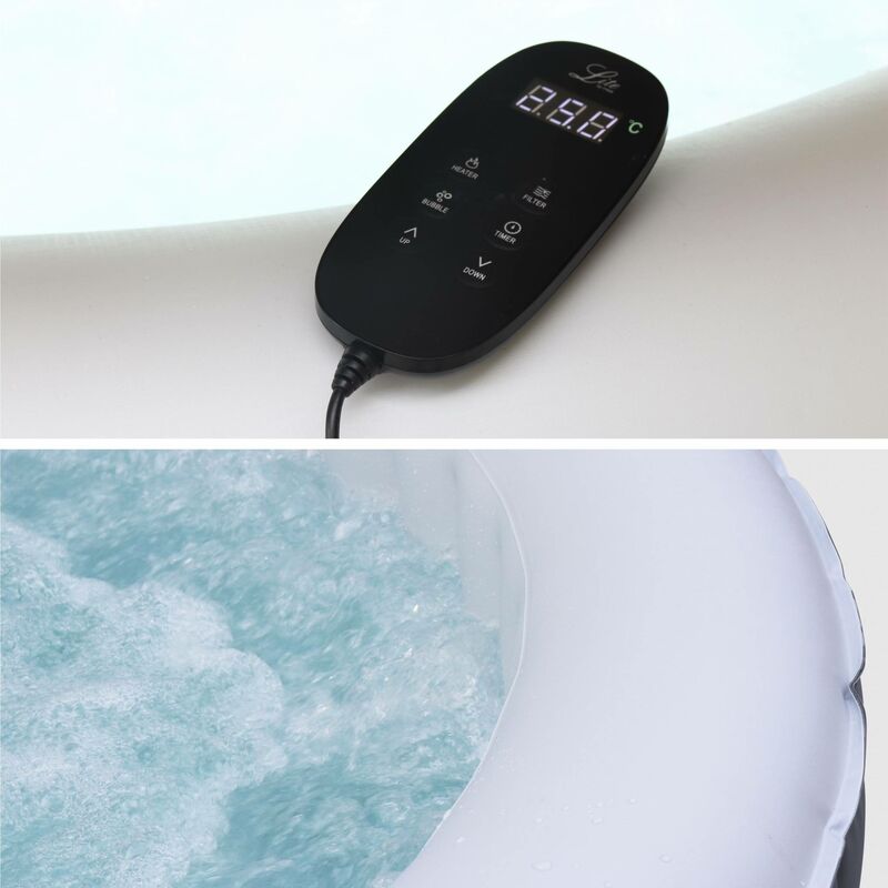 4-person round inflatable hot tub MSpa - Ø180cm round 4-person spa, PVC,  pump, heater, filter, remote control - Kili 4 - Grey