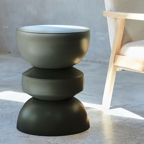 Side table, end table, nightstand metal Ø32 x H44.5cm, Assa, Black, 32x32x44.5 cm