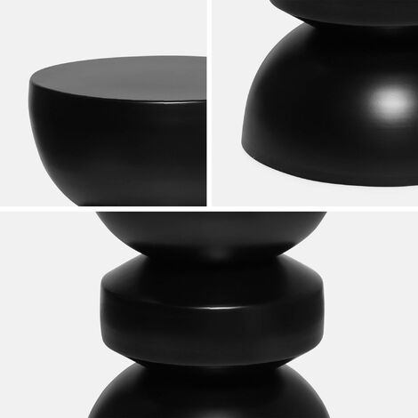 Side table, end table, nightstand metal Ø32 x H44.5cm, Assa, Black, 32x32x44.5 cm
