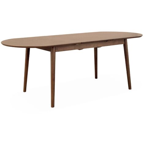 6 to 8-seater extendable oval dining table Walnut 160x90x75 cm - Lisa