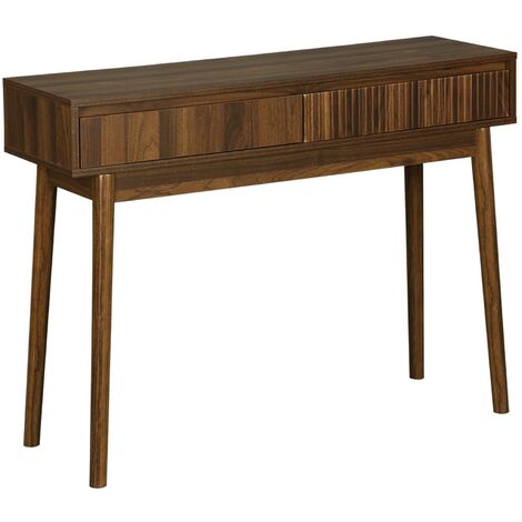 100cm console table with grooved wooden detail, Linear, Dark wood ...