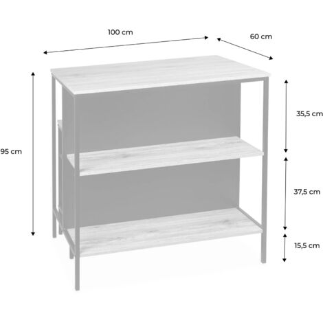 Wood and metal high table with 2 stools, Loft + Lars, Natural, 100x60x95 cm