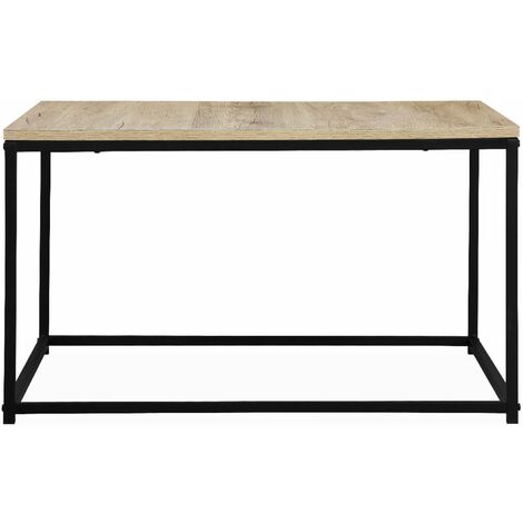 Industrial coffee table with wood and metal effect, Loft, Natural, 70x70x40 cm