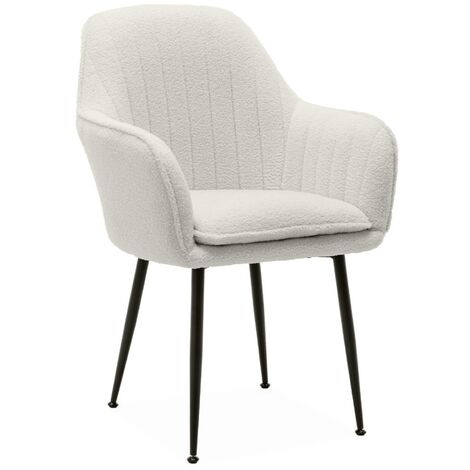 Boucle fabric accent chair with metal legs, Shella boucle, Off-White Boucle, 57x59x84.5 cm