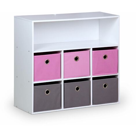 Children's storage unit with 6 baskets, Camille, Pink, 76.2x29.5x70 cm