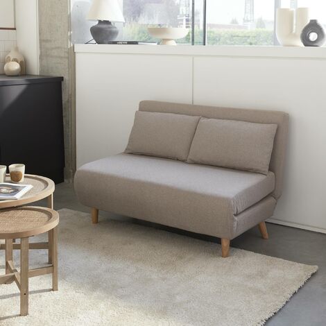 2-seater scandi-style folding sofa bed, Guesta, Beige