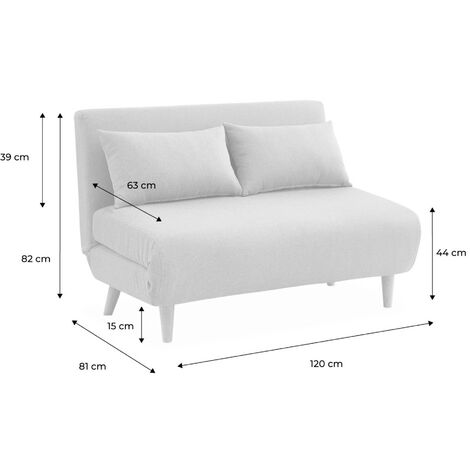 2-seater scandi-style folding sofa bed, Guesta, Beige